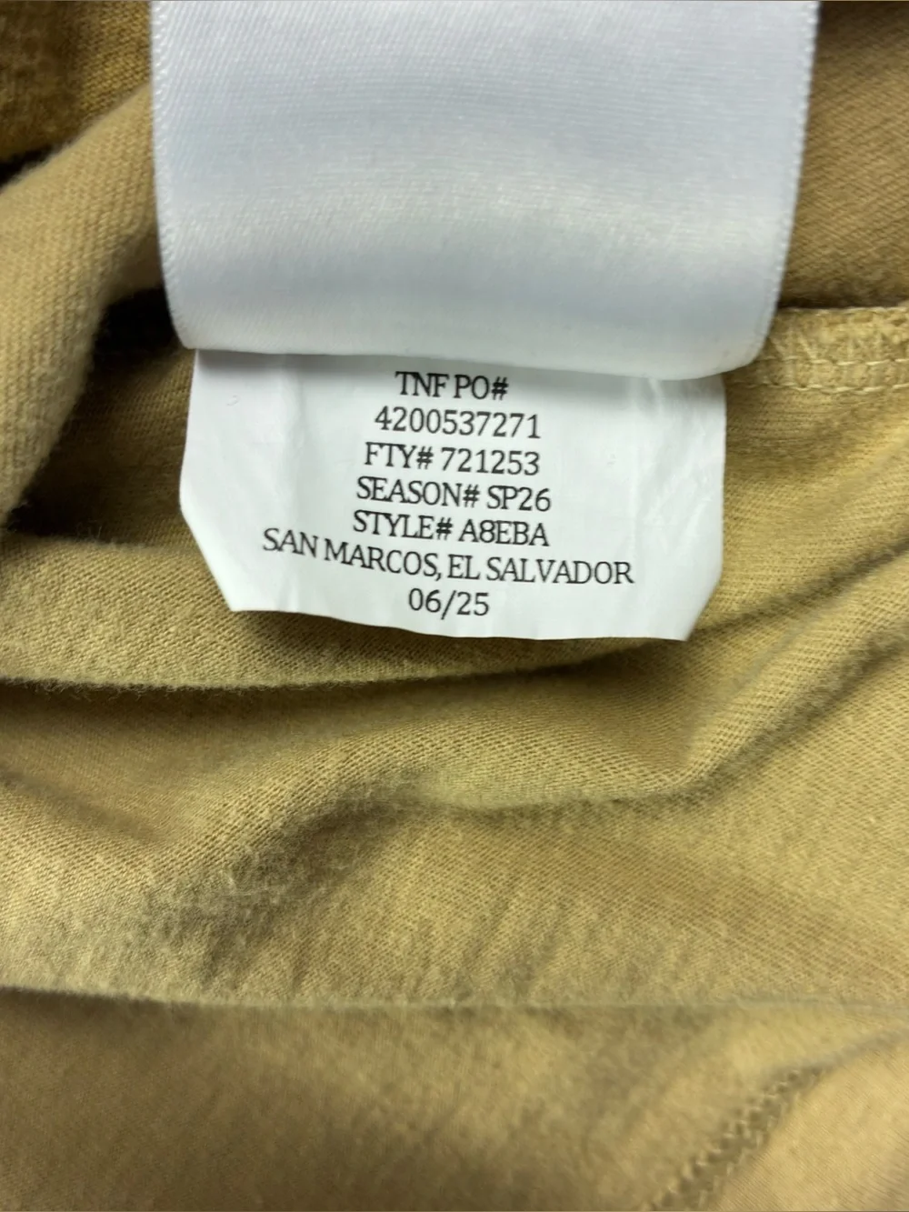 North Face Never Stop Exploring T-Shirt Size Large Tan Double Sided 100% Cotton